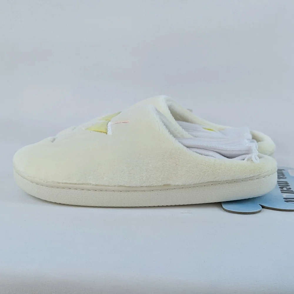 Slippers Lemon Drop Martini Embroidery Faux Fur Slip On Ivory M (6.5-7.5) NWT - Picture 6 of 13